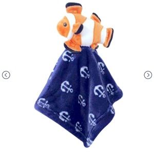 Hudson Baby Infant Boy Plush Blanket Security, Clownfish fish 14 x14 anchor blue